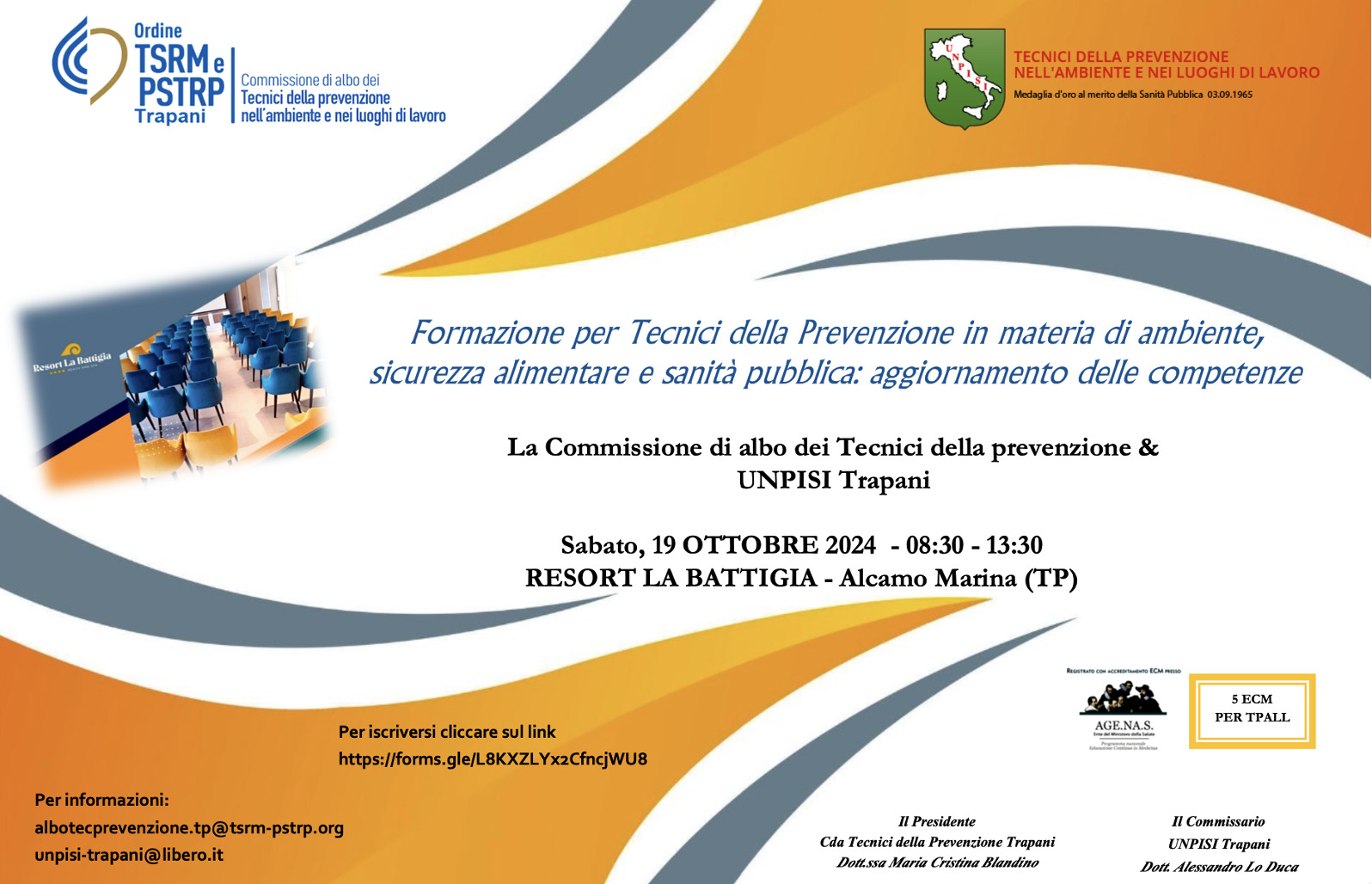 Formazione per Tecnici della Prevenzione in materia di ambiente, sicurezza alimentare e sanità pubblica: aggiornamento delle competenze – Alcamo Marina (TP), 19 OTTOBRE 2024