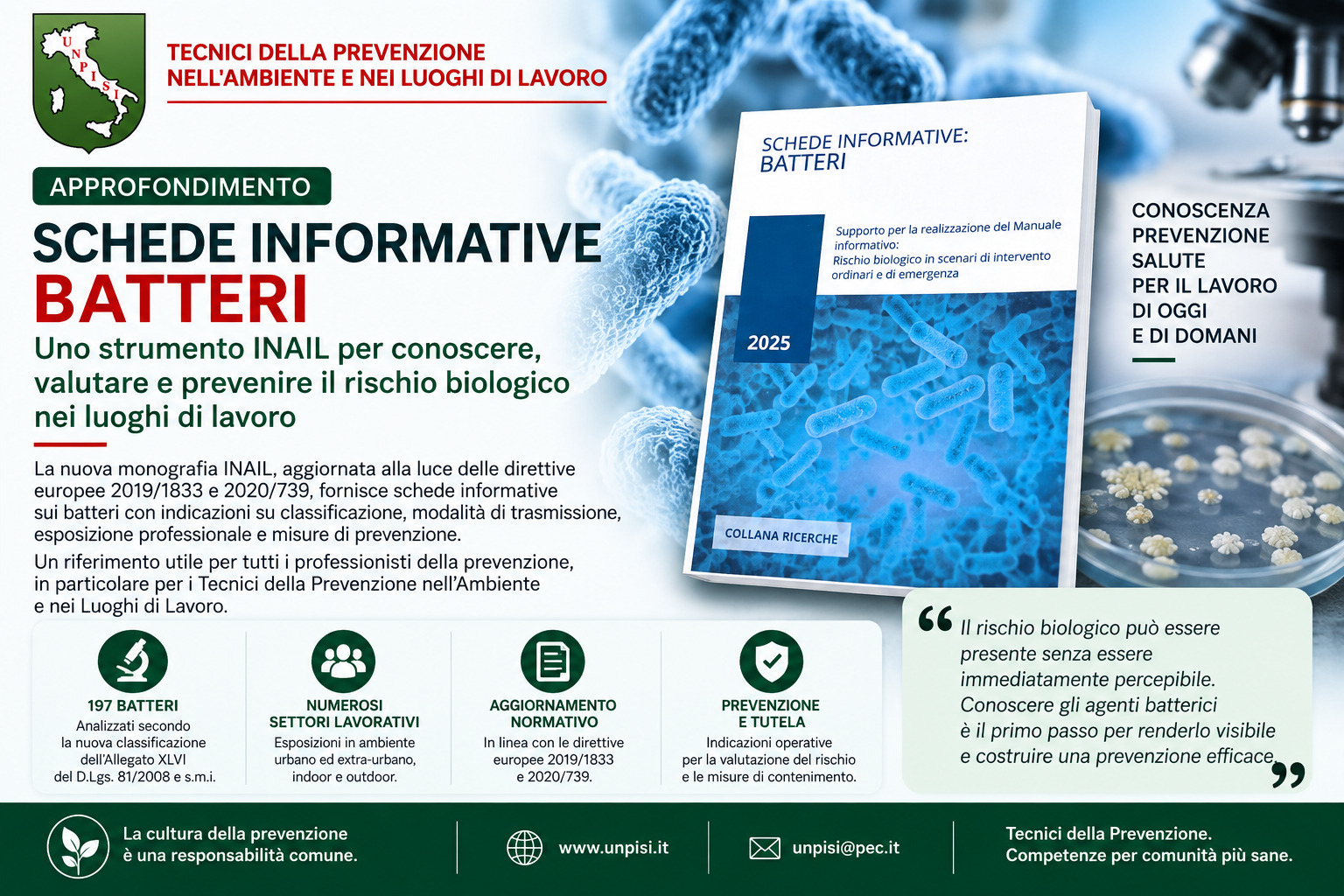 Rischio biologico nei luoghi di lavoro: conoscere i batteri per rendere visibile la prevenzione
